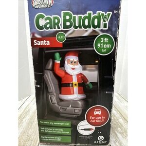 GEMMY 3 Ft Tall SANTA Wavin Car  BUDDY Inflatable Lights Car Adaptor Included